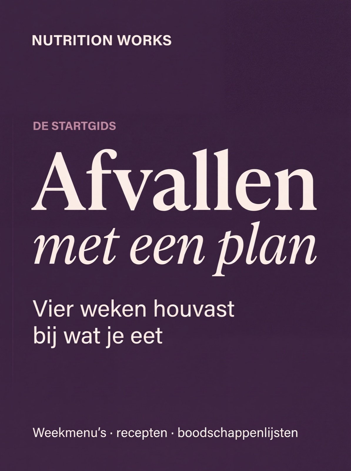 Afvallen met een plan. Vier weken houvast bij wat je eet. De digitale startgids van Nutrition Works.